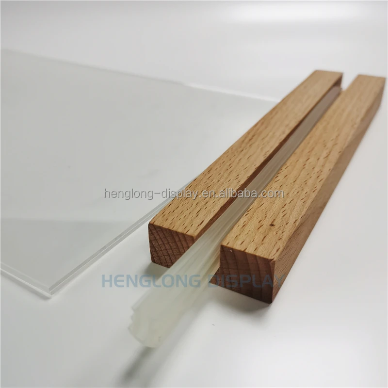 Wood Base 8.5x11 inch Horizontal and Vertical T Shape Double-Sided Desktop Acrylic Sign Holder