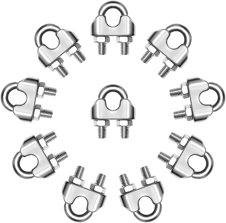 Factory Stainless Steel Wire Rope Accessories U Bolt Saddle Fastener M2-M22 Wire Rope Clips Clamp
