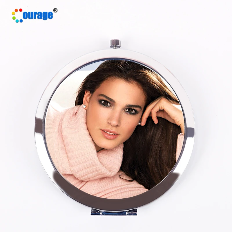 7cm round mirror sublimation blank compact mirror custom with press button