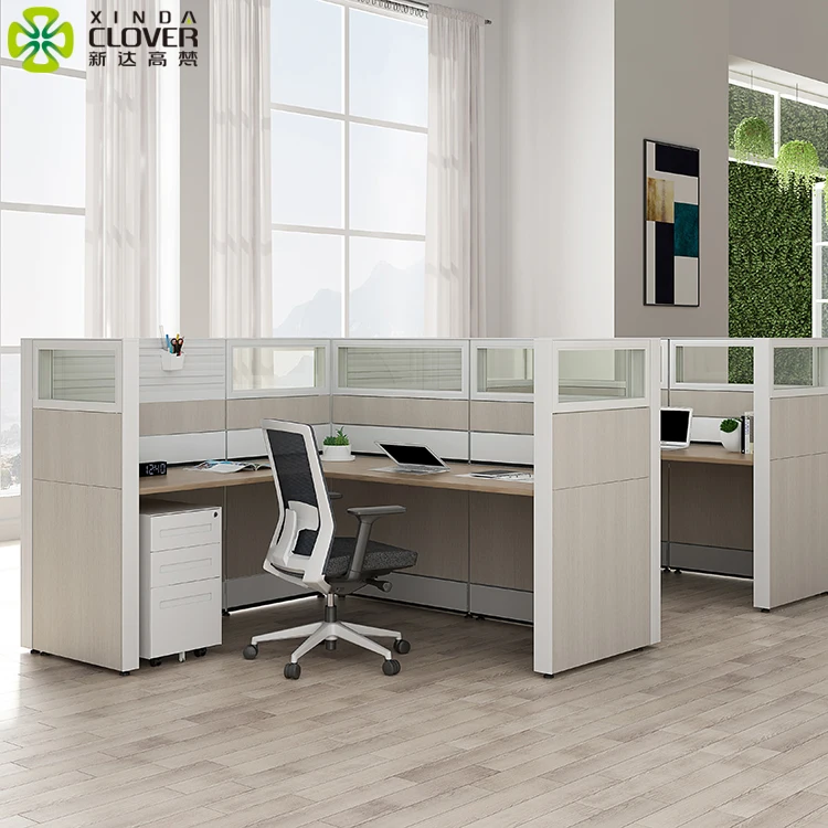 
Popular Design Divider Partition Desks Cubicle Desk Wood Table Modern L Shape 2 Person Workstation Office Furniture 