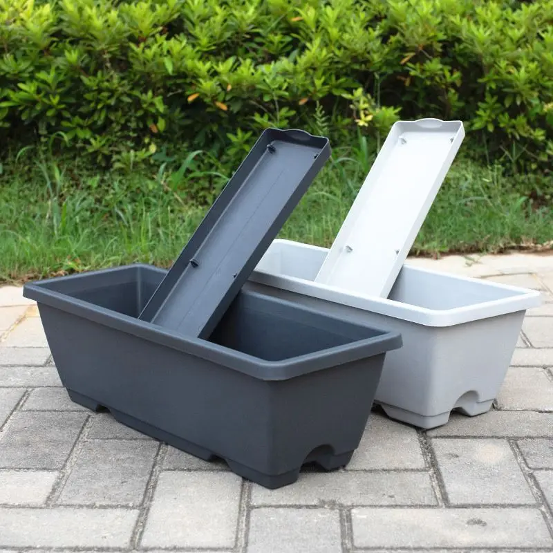 vegetable planting lazy plastic flower pot balcony vegetable planting flower extra large rectangular planting trough wholesale