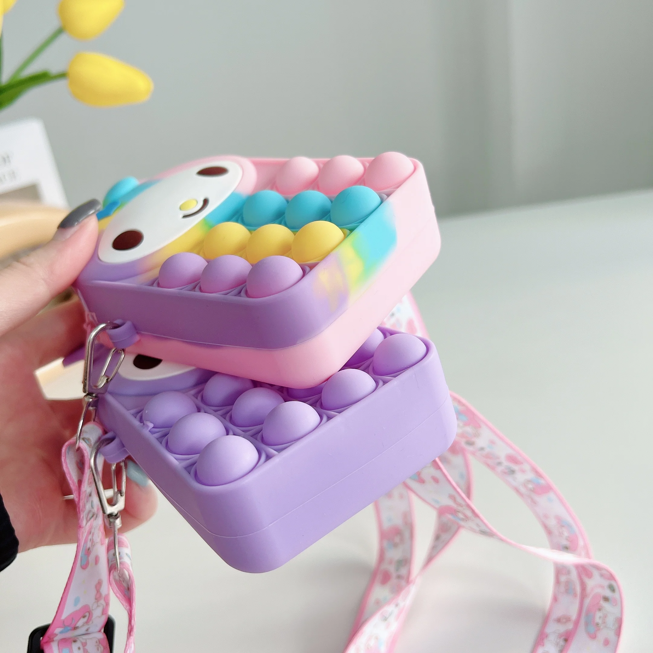 2022 Fashion Money Coin Purses Rainbow Fidget Popper Purse Bubble Shoulder Bag For Women Ladies