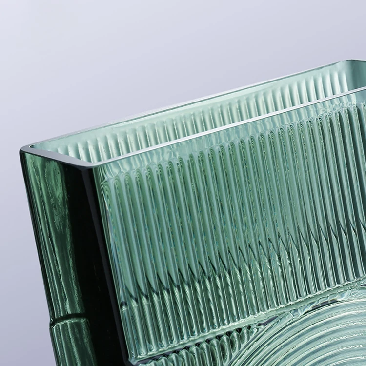Wholesale modern desktop decorative handblown rectangular glass vases coloured glass vase home decoration