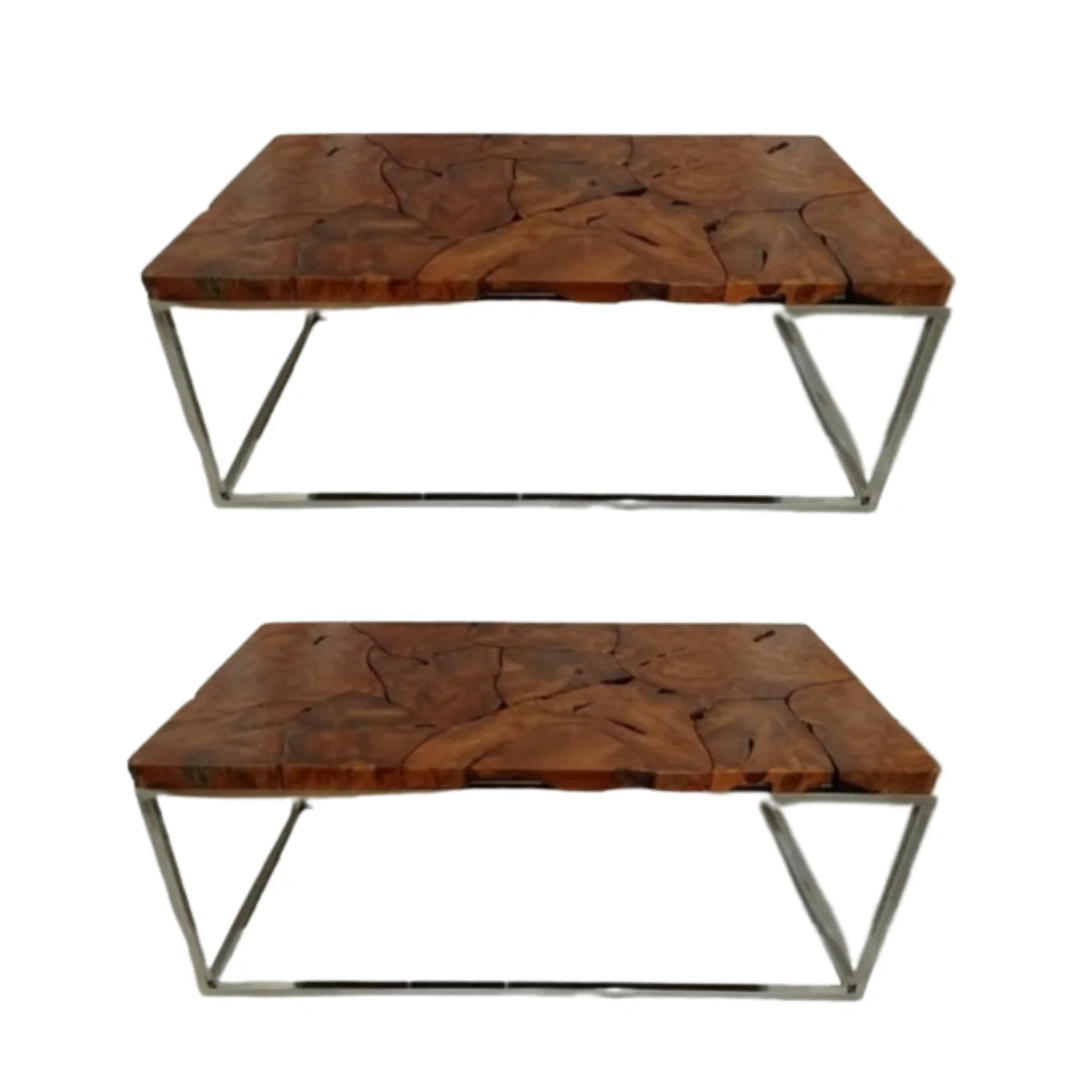 Best Quality 120 Teak Root Table with Stainless Steel Legs Outdoor Furniture from Indonesia