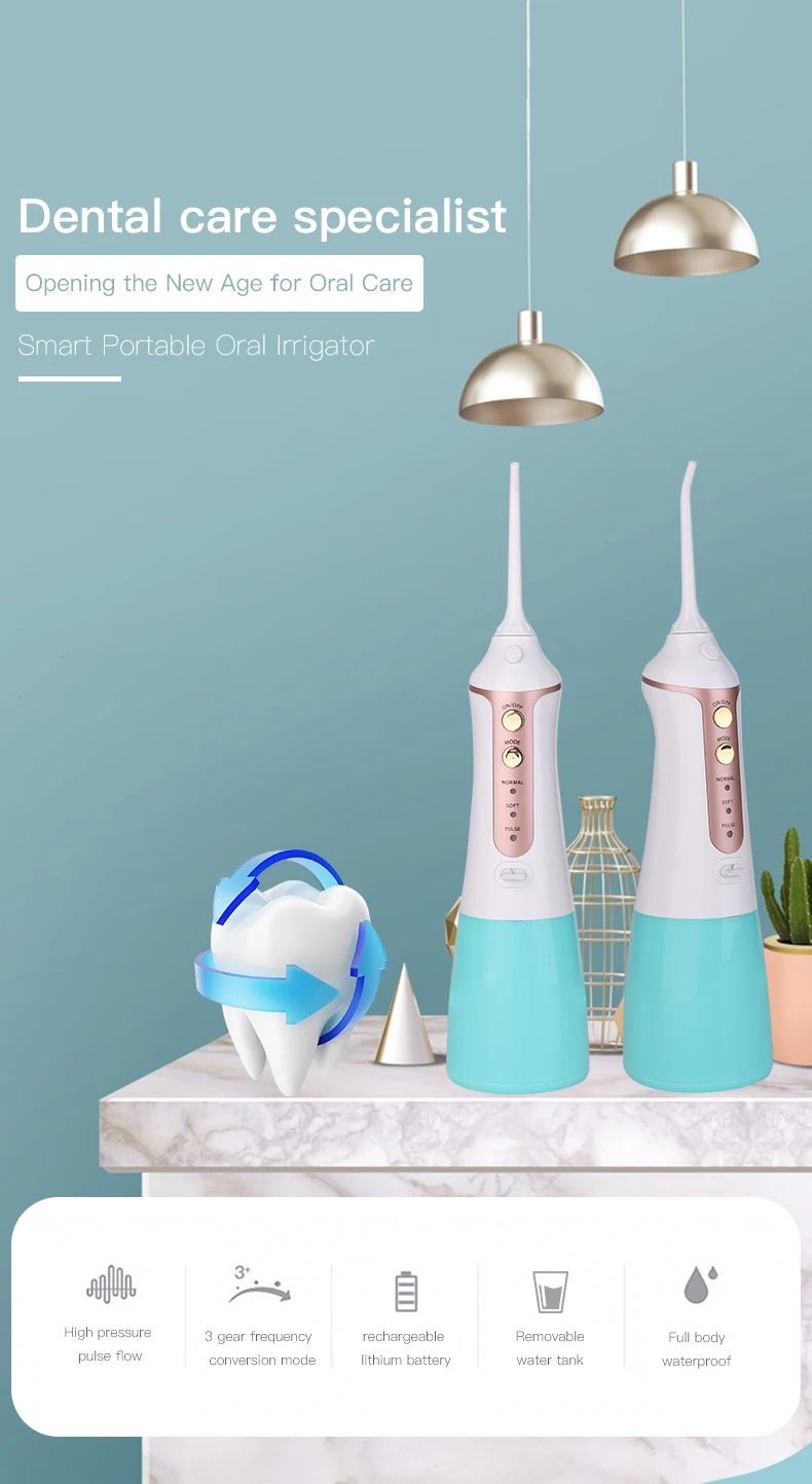 IPX7 Waterproof Cordless Water jet Flosser Portable Oral Irrigator Dental Floss water flosser for Home and Travel