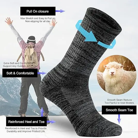 Custom wool sports outdoor men socks hiking ski merino alpaca socks design logo