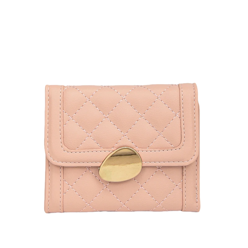 2024 Fashion Designer Faux Leather Luxury Quilted Trifold Mini Wallet for Girls