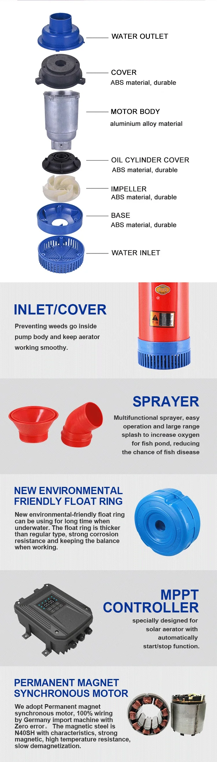 dc solar pond aerator for fish aquaculture and fish farming in all solar system with small aerator pond for fish