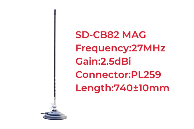 CB82 27MHz Mobile Car Antenna 27.2MHz 27.135MHz Whip Mobile Vehicle Antenna Magnetic Base Antenna for Car Radio Communication
