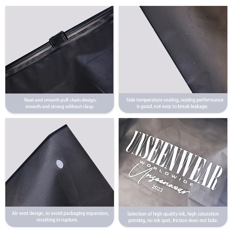 OEM Custom Matte/Frosted EVA Zipper Bag T Shirt Swimwear Packing Zip Lock Clothing Bags With Logo