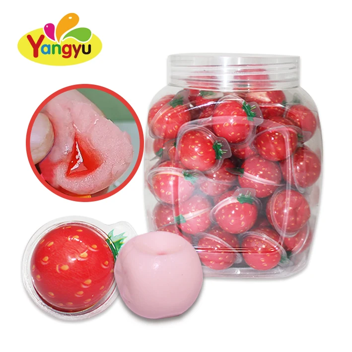 OEM Custom Wholesale Price 4D Halal Eyes Strawberry Gummy Ball Candy