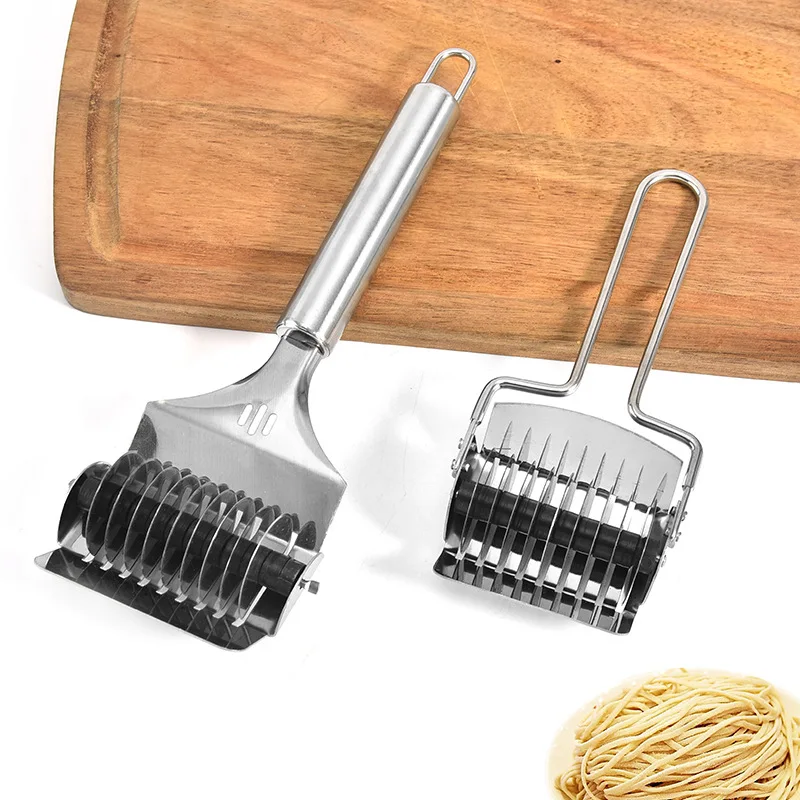 Manjia Kitchen Baking Gadgets Household Manual Stainless Steel Dough Mixer Lattice Roller Noodle Cutter  Wheel of Pastry Tool