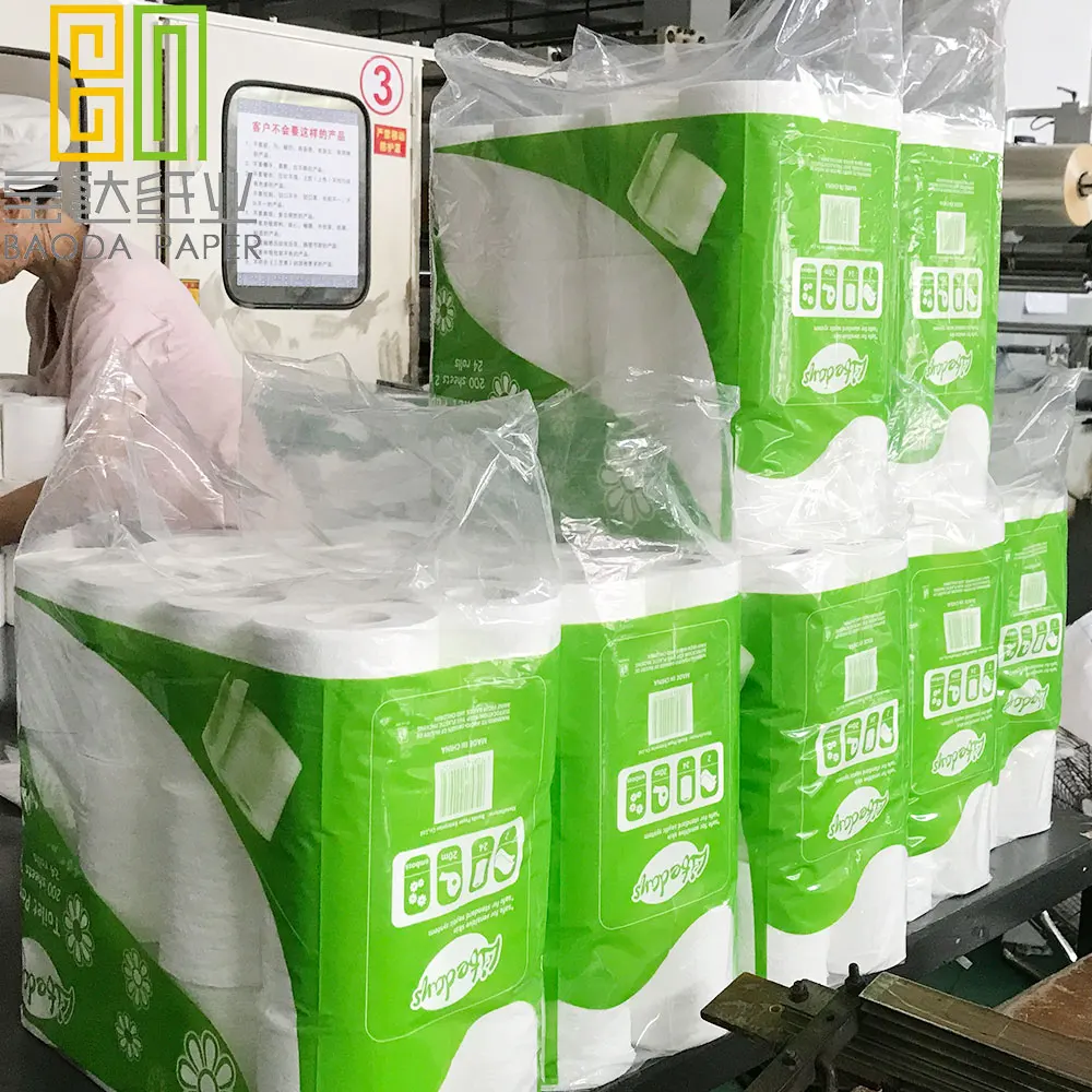 cheap Eco-friendly Biodegradable toilet paper tissue 2 ply 200 sheets per pack custom print toilet paper