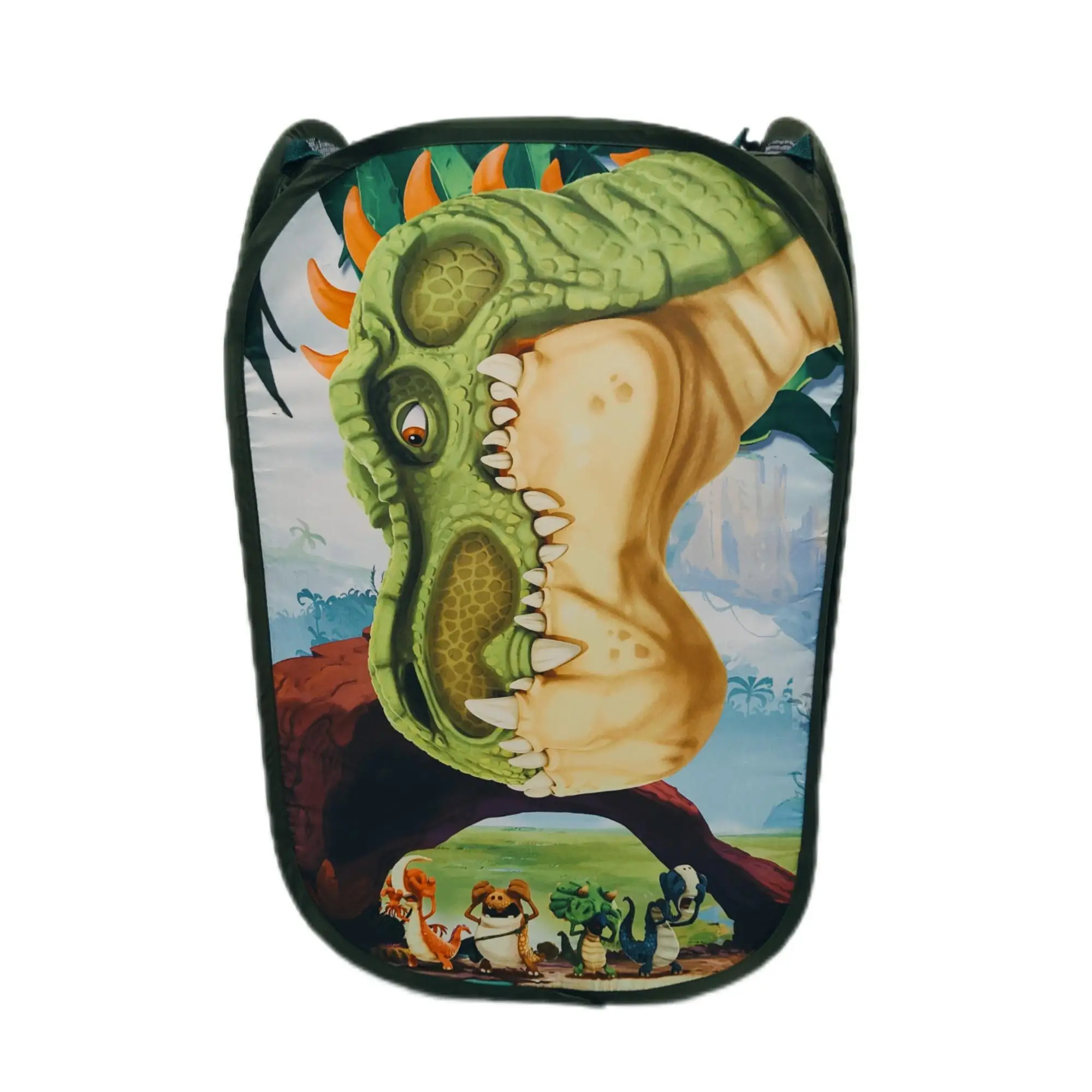 Put Away Dirty Clothes Big Space Mesh Net Polyester Custom Easy to Open&Fold Design Manufacture Dinosaur Square Laundry Basket