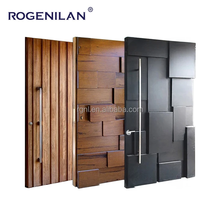 Wood Pattern Design Smart Lock House Aluminium Gates Doors System For Modern Houses Metal Main Front Door