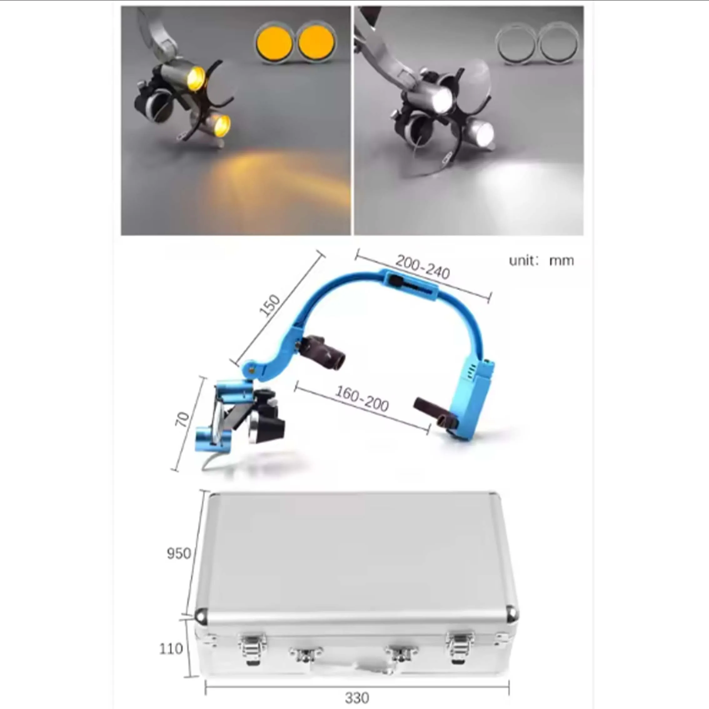 Meite Medical 2.5x 3.5x Magnification Binocular Dental Loupe Surgery Surgical Magnifier With Headlight Led Light Loupe Lamp