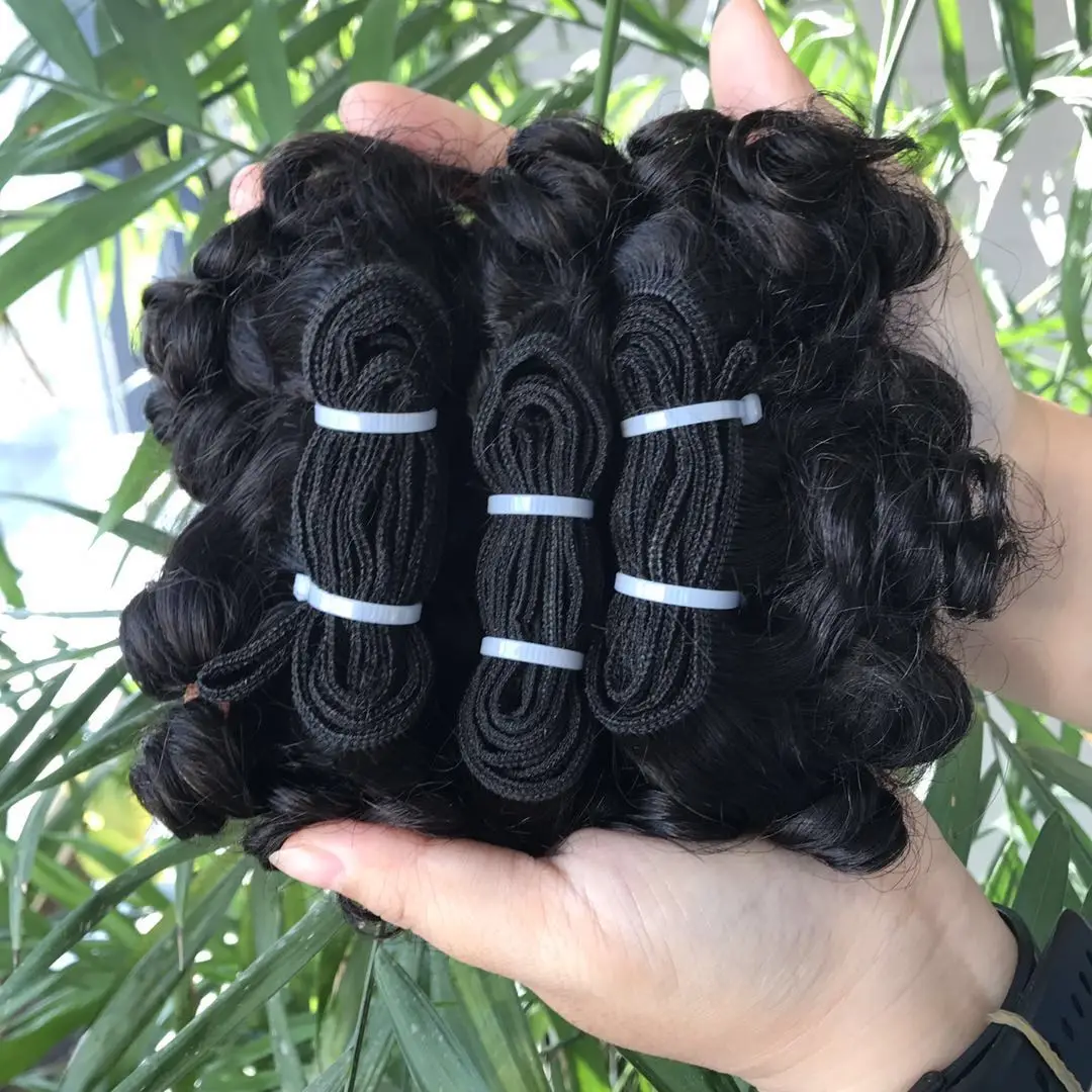 
Wholesale 100% virgin Brazilian hair, Natural color virgin Brazilian fumi hair bundle, 105g/set 6inch 3pcs human hair extension 