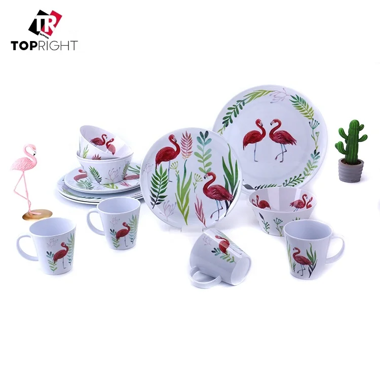 16 Piece Custom Designed Melamine Tableware Sets 4 Person use