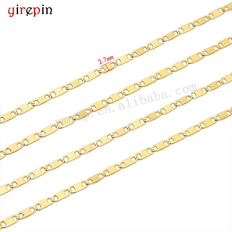 wholesale fashion 2.7mm stainless steel chain 18k gold non tarnish necklace bracelet jewelry bulk chain for diy