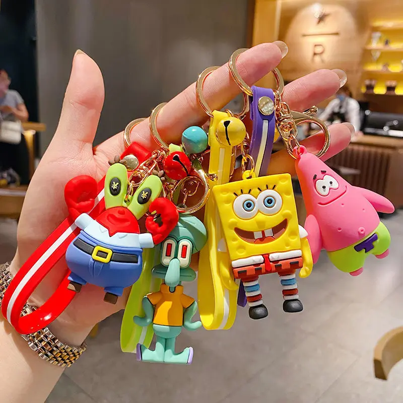 Cartoon creative PVC SpongeBob Patrick Star doll key chain Accessories bag pendant cute small gift wholesale Woman Boy Girl Toy