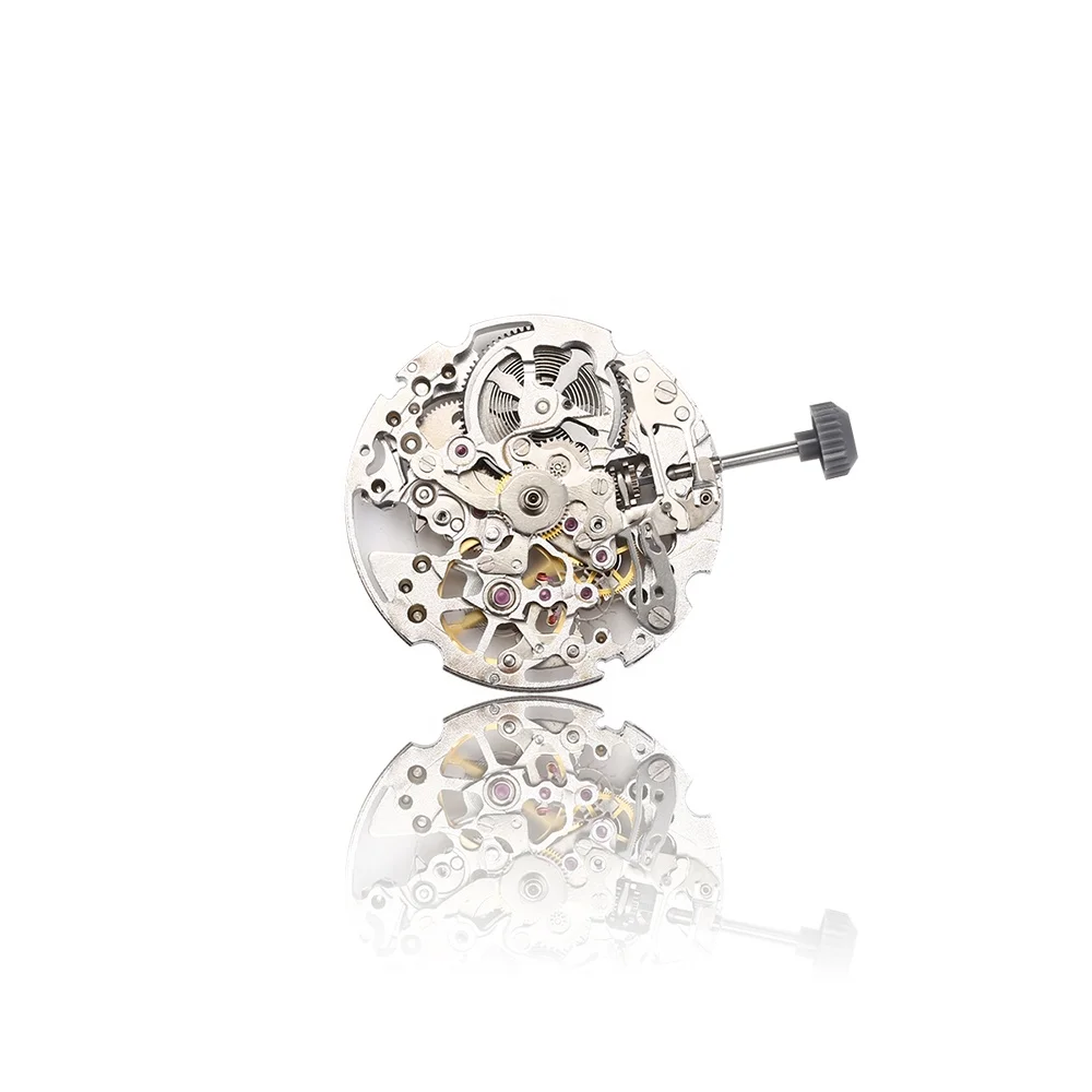 High Quality OEM Custom Own Brand Name Logo Movement Parts Japan Miyota 8215 Movement Skeleton Sliver