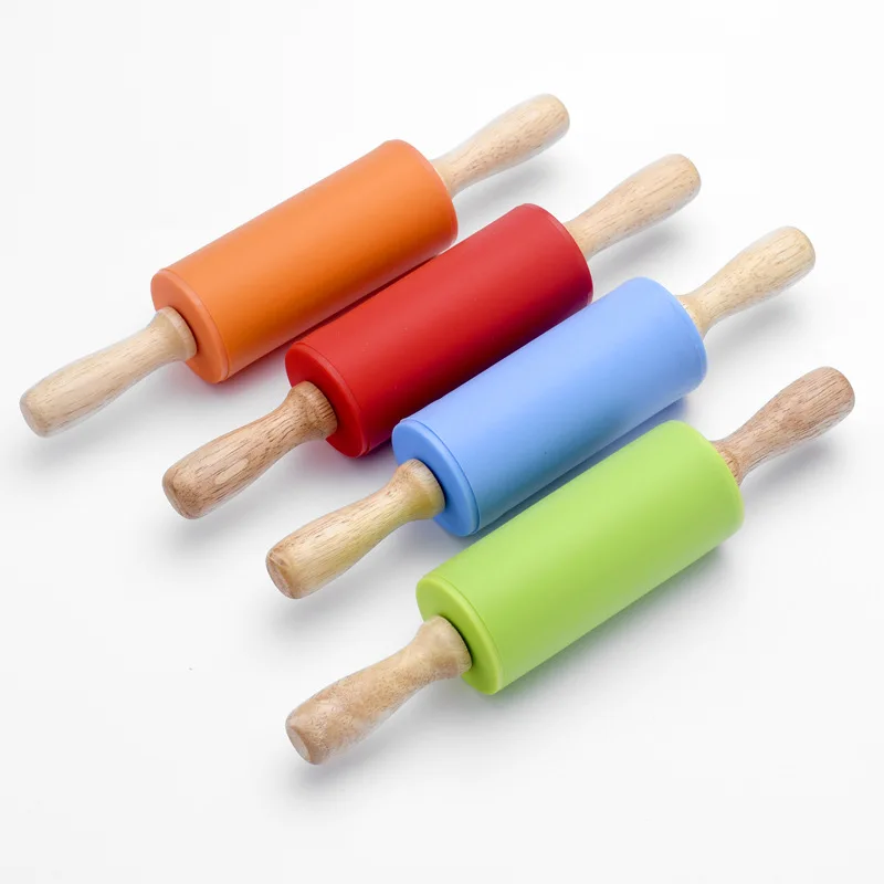 Non stick Custom Cookie Mini Kids Rolling Pin Wood Silicone for Baking Best Quality