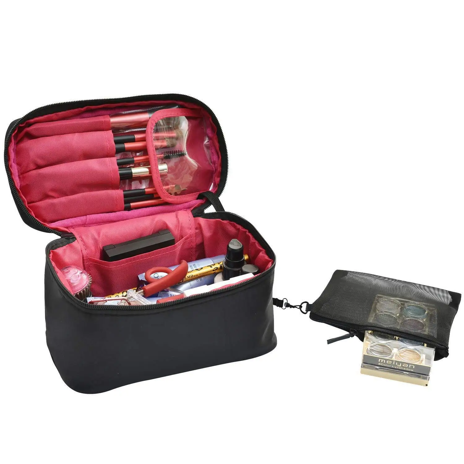
Wholesale Custom Travel Small Black Makeup Organizer Case Cosmetic Bag for Women 