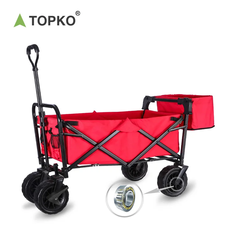 TOPKO 3-In-1 Outdoor Collapsible Wagon for Kids and Cargo,Cooler  Serving Minibar Trolley