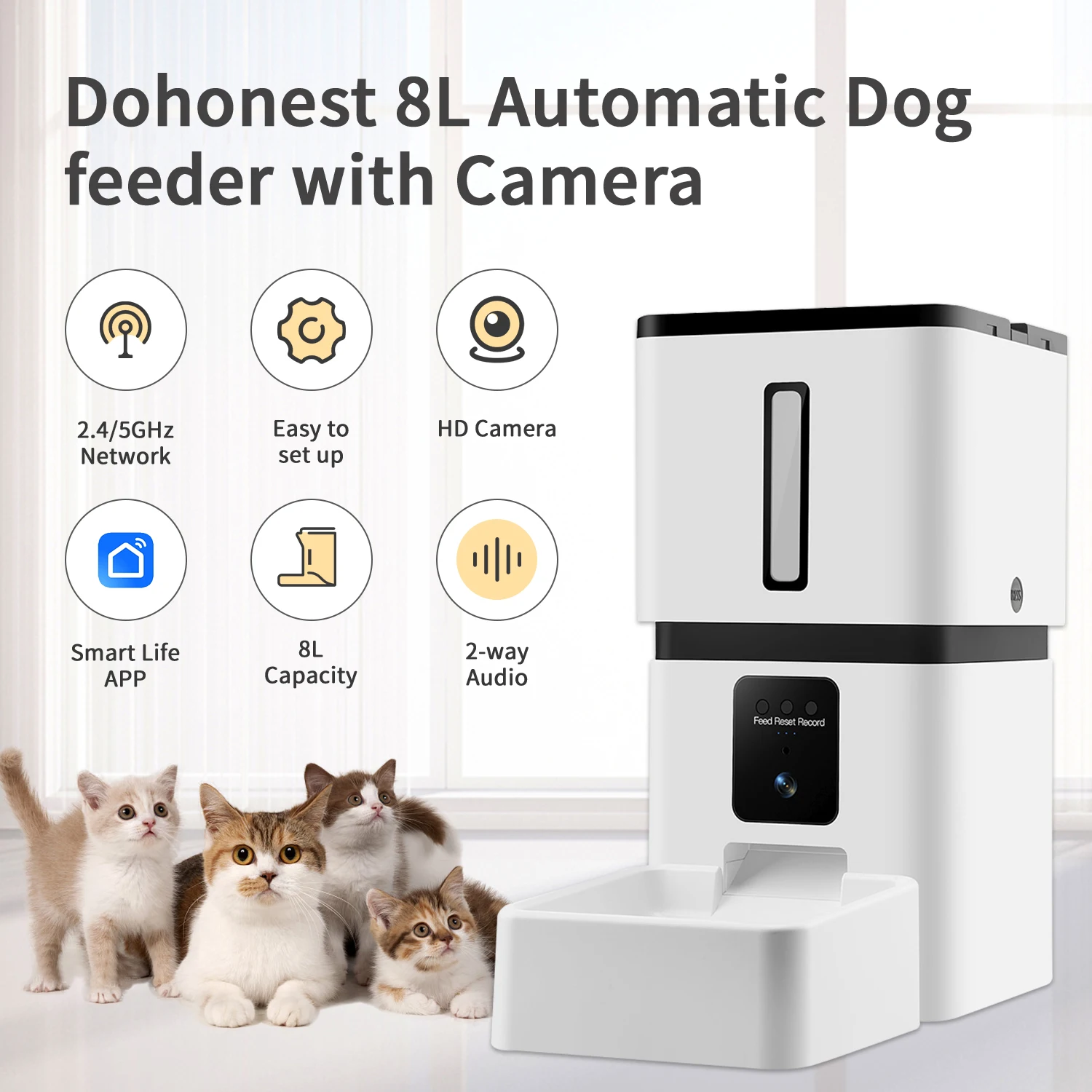 Factory Direct HD Camera and APP Remote Timing Control One Click Feeding Smart Pet Feeder for Cat and Dog