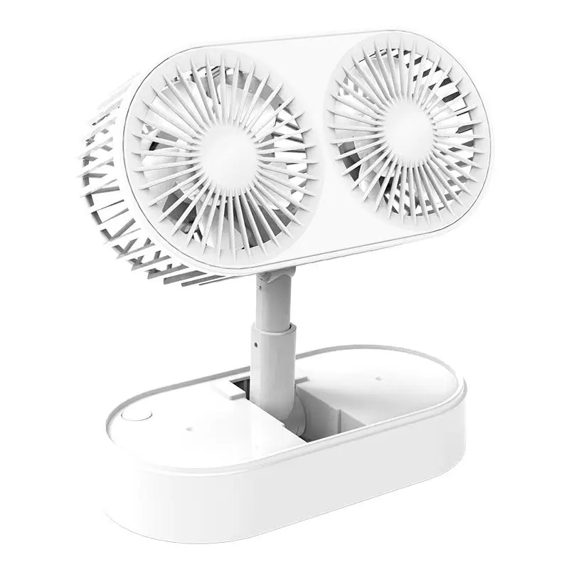 Outdoor Portable Double Motor Folding Mini USB Table Fan 360 Degrees Rotation and Lifting Design Fan