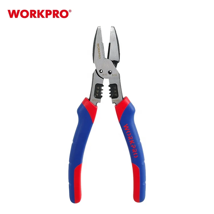 WORKPRO 8' Long Nose Pliers Linesman Combination Pliers with Wire Stripper