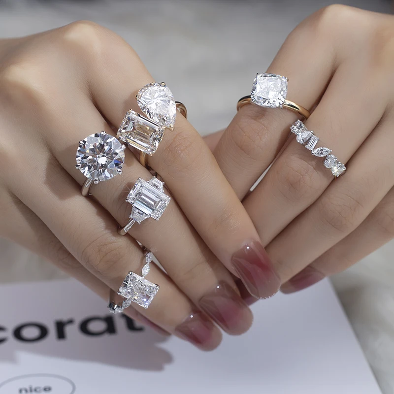 Custom 1ct 2ct 3ct 4ct 5ct 6ct engagement wedding brand jewelry 14k 18k gold lab grown diamond ring
