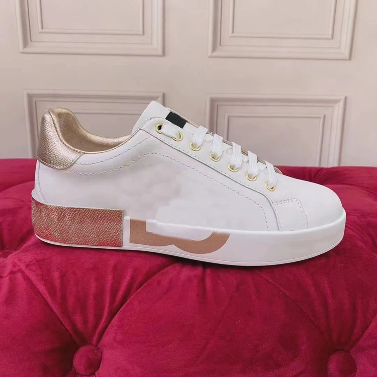 Fashion Famous Brand Napa Calf Skin Casual Shoes Flat Walking Running Portofino Sneaker Come With Original Box For Man Women