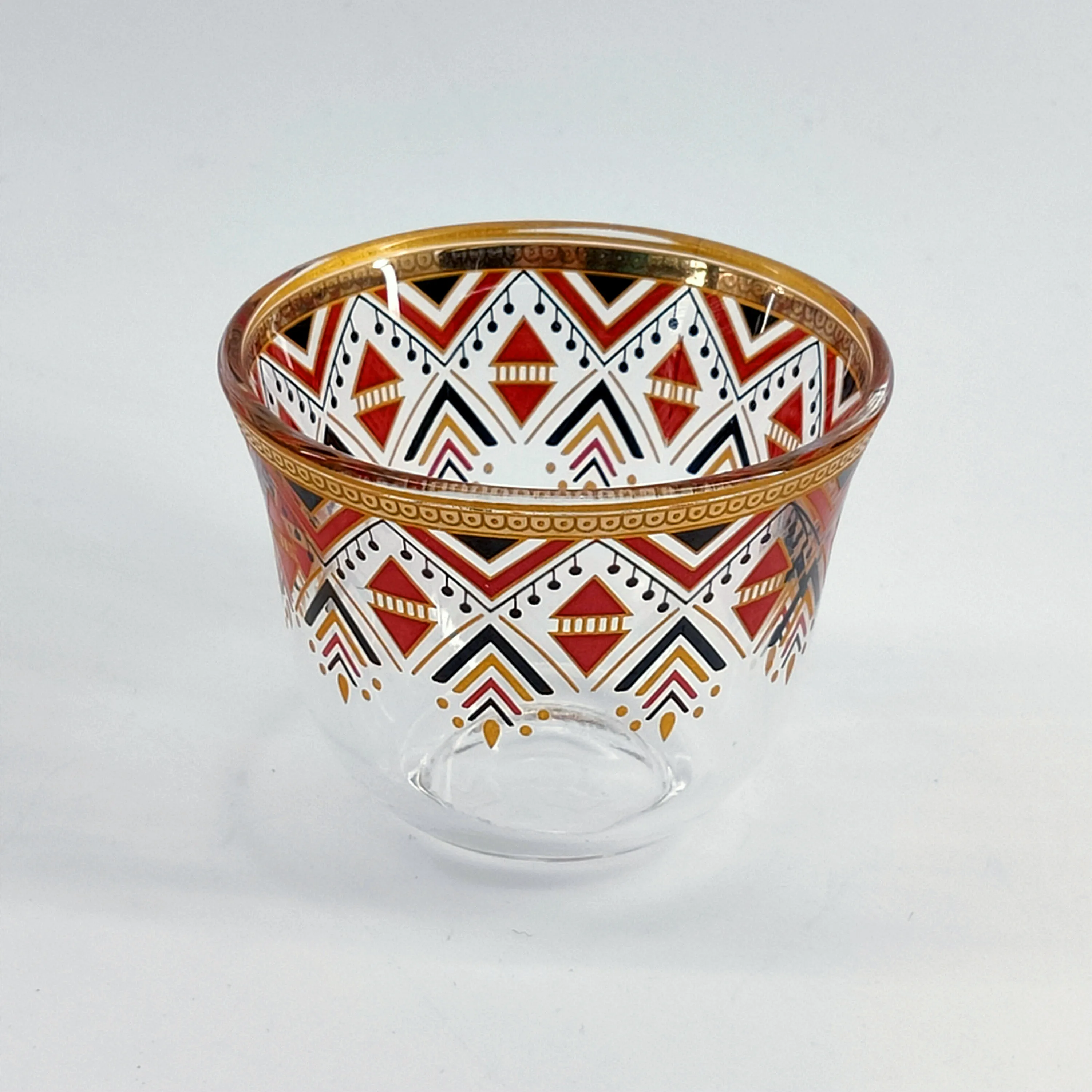 wholesale 12 in set coffee cups gold painted turkish kawa tea cup glass with saucers