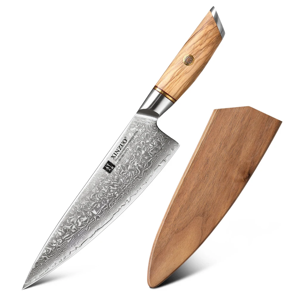 XINZUO High Quality Walnut Wood Wooden Sheath Kitchen Knife Accessories Chef Knives Blade Protector