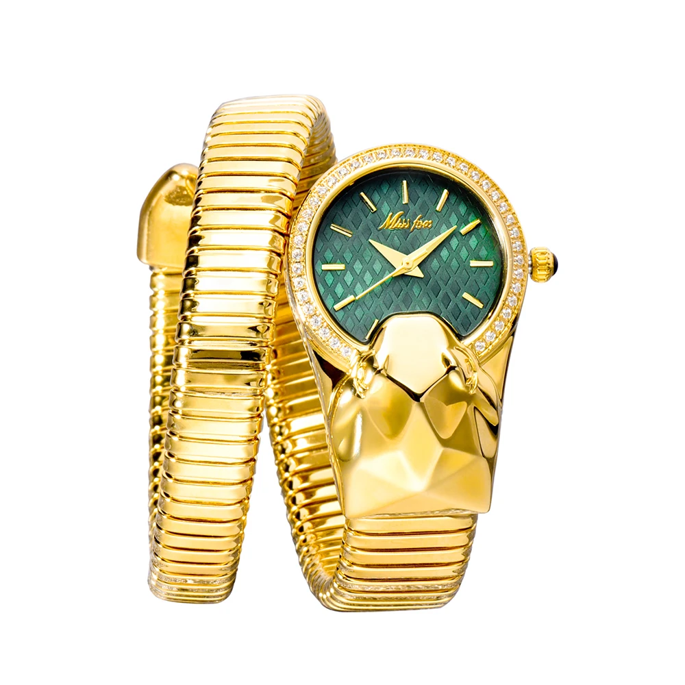 Miss Fox 2808 Snake Shape Diamond Watch For Women Luxury Brand fashion Iced Out