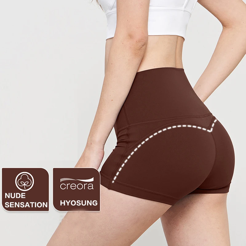 Wholesale lulu Women Sport Yoga Shorts  High Waist Workout Tummy Control Non See-Through short pants