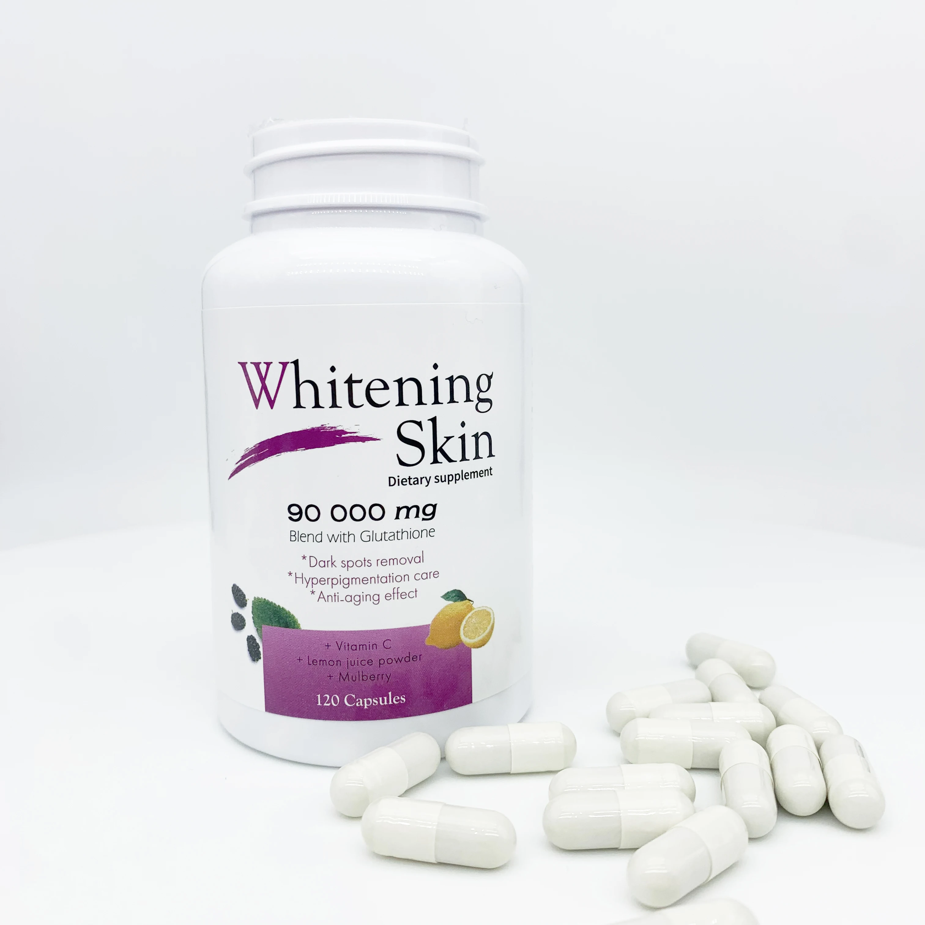 OEM dark skin whitening brightening hair growth gummies 90000mg fast skin whitening pills gluta whitening capsule