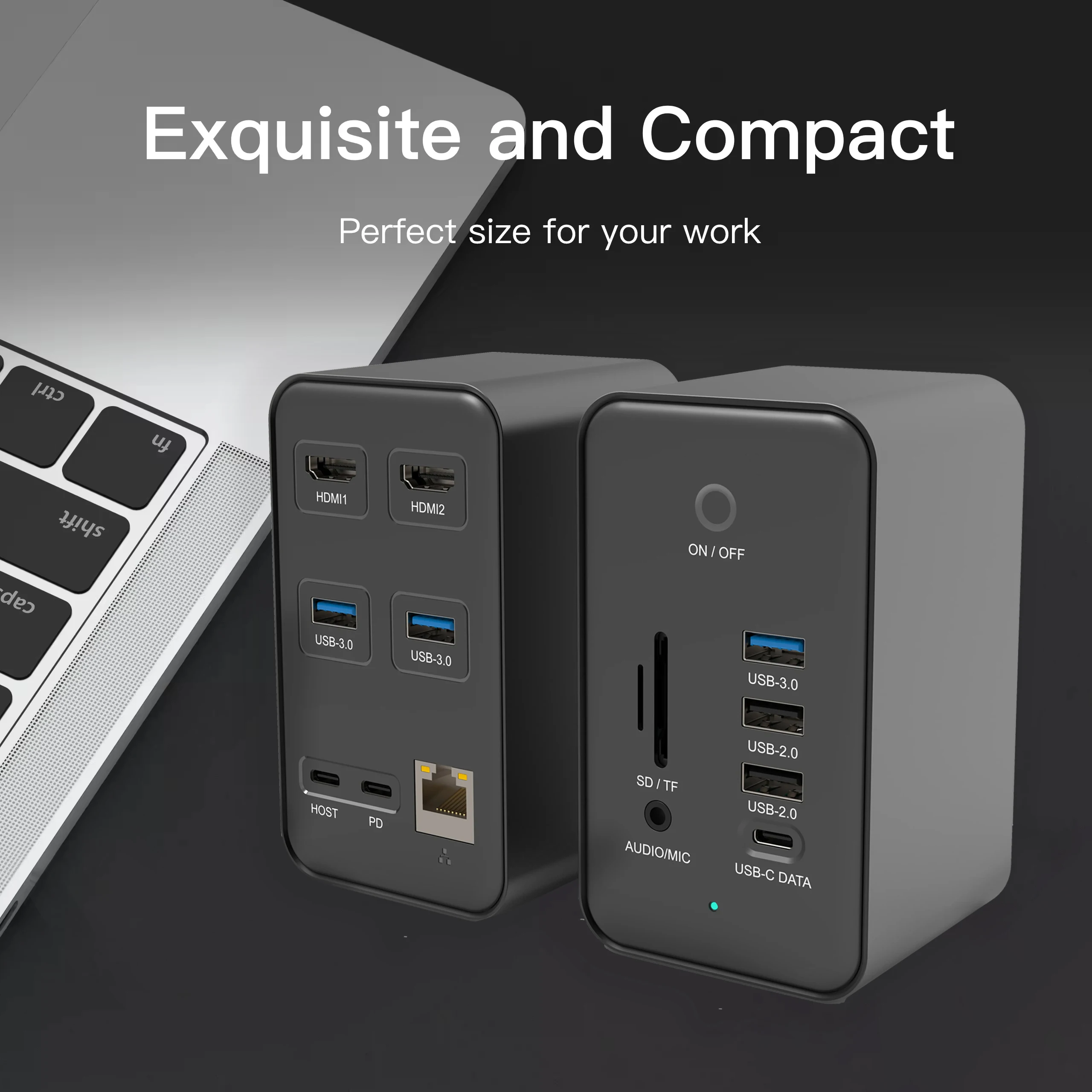 Ultra-stable 14 Port USB Hub Type C 5Gbps 3.5MM Audio MIC Dock Station 4K HDTV 14 in 1 Dual USB-C RJ45 PD Fast Charging For PC