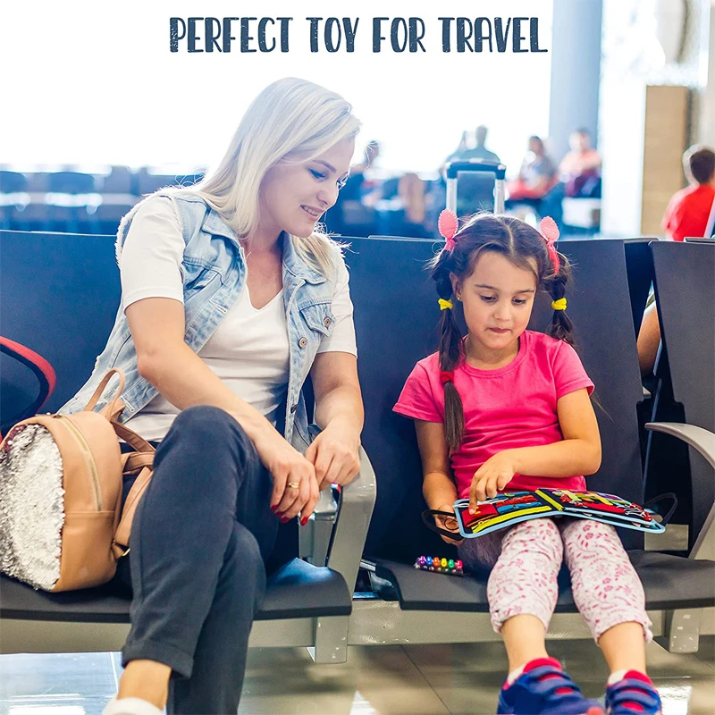 Child Educational Preschool Montessori Sensory Book Busy Board Toys for Airplane and Car Travel