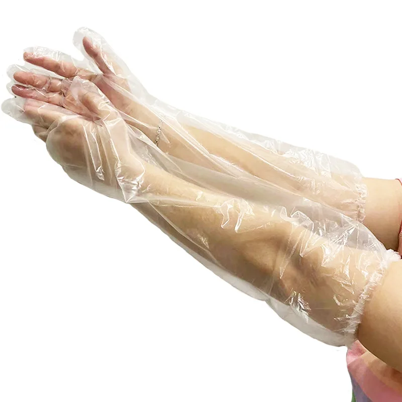 Disposable multi-functional arm long gloves PE food with lengthening and thickening anti-wear gloves wholesale