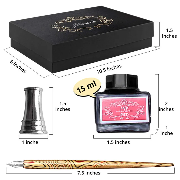 Calligraphy Pen Set - 26 Piece Kit & Case - Wood Dip Pens - 20 Nibs & 4 Ink - for Kids Adults Beginners