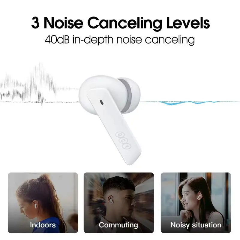 Long battery life audifonos QCY MeloBuds HT05 ANC Noise cancelling earbuds Sports Gaming Headset wireless TWS earphone headphone