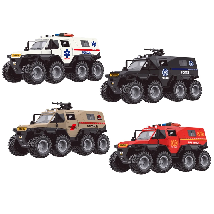Unisex Plastic Construction Military Vehicles Models SWAT Police Car Fire Trucks Armored Truck DIY Building Blocks Play Set Kids