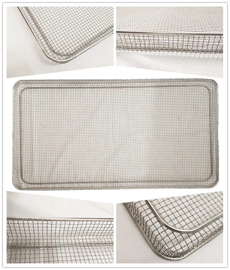 600*400mm , 400*300mm  304 Material Stainless Steel Wire mesh Tray Basket