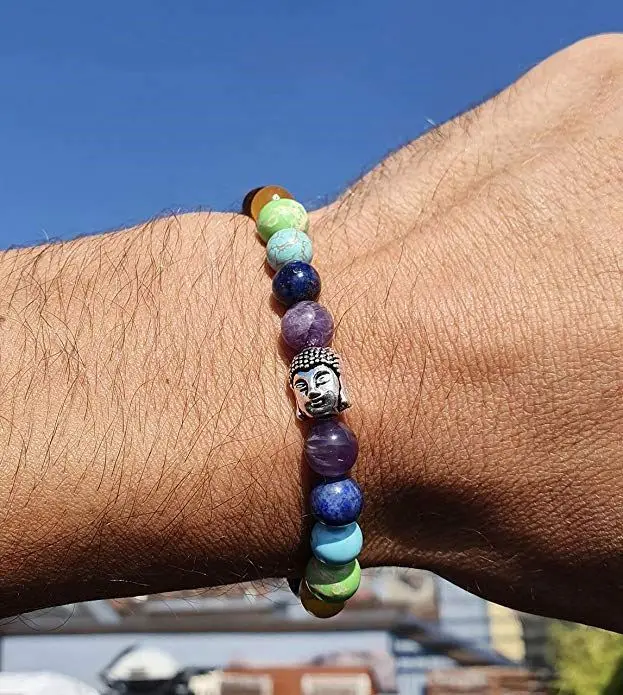 Chakra Armband Mit Naturstein Und Lavastein Perlen