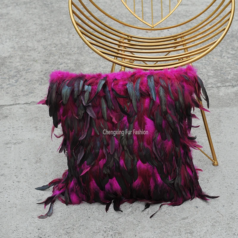 CX-D-70E Cheap Hot Selling Home Decorative Furry Feather Pillow Cases for Sofa Bed Floor