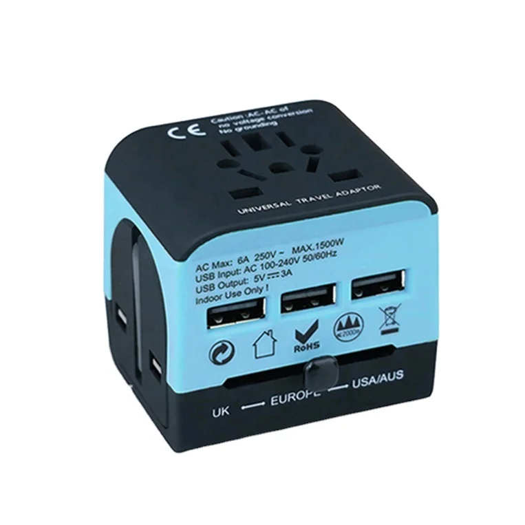 Universal Voltage Converter OEM Logo International Power Adaptor American Standard Travel Adapter 2 USB