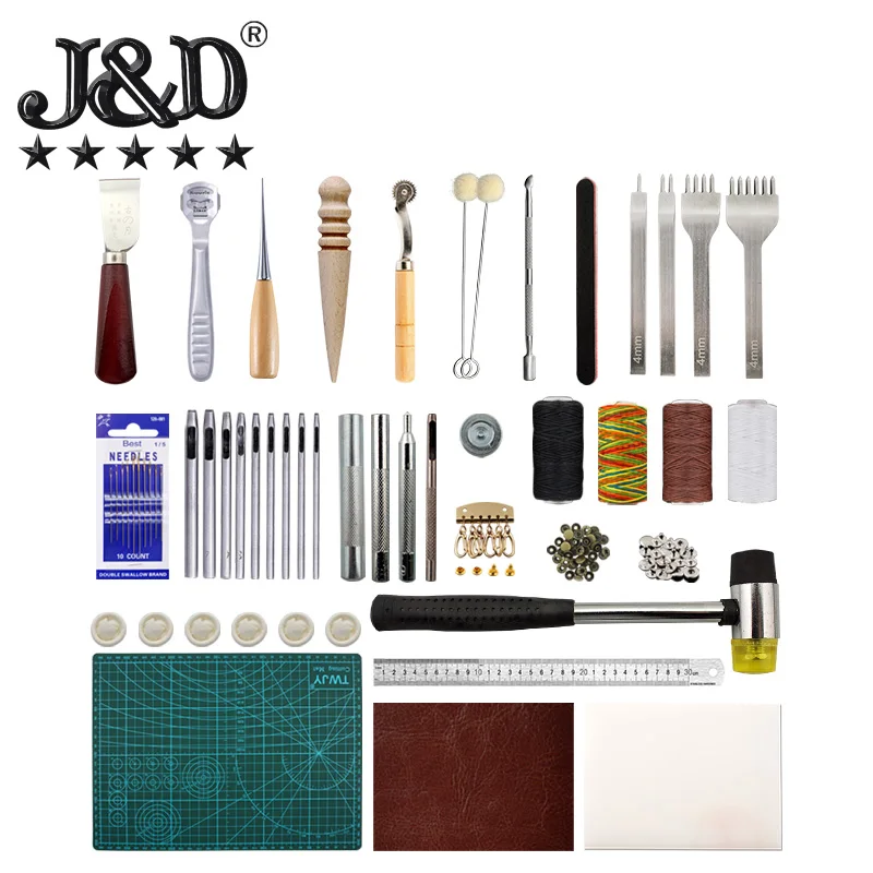 Design No.15 Leather tools kit DIY tool Entry level hand sewing set Diamond leather craft tools kit 44 pcs