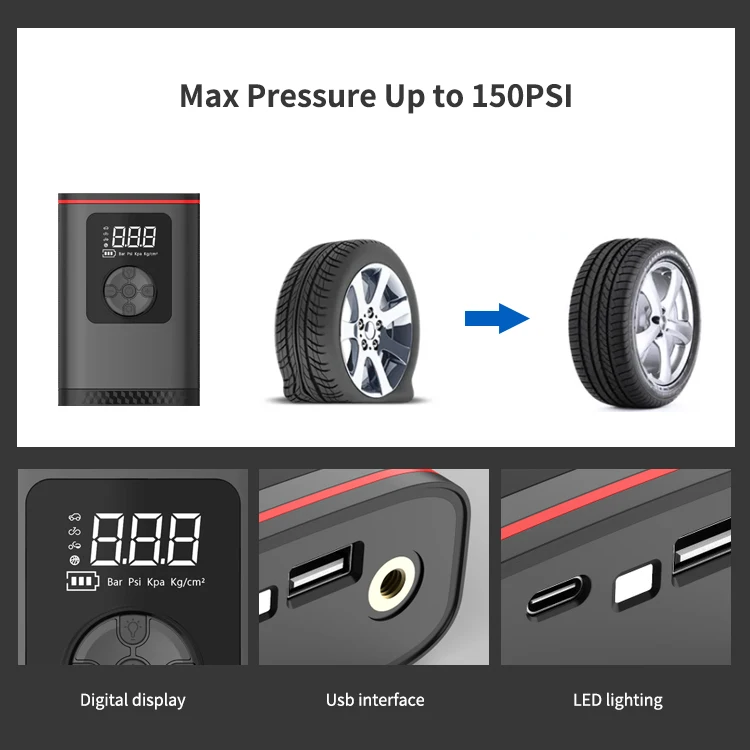 cordless tire  pump  motorcycles Digital Automatic Tire pump  Portable Mini Cordless Air Pump Car Air Compressor for Car
